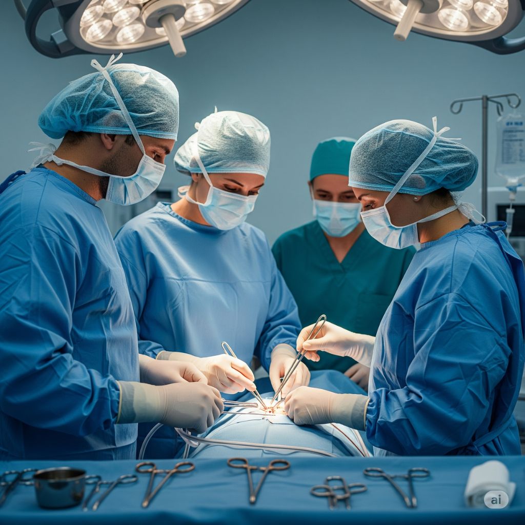 image of a patient resting calmly in a modern recovery room shortly after a medical procedure.